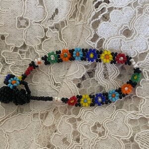 Vintage 90s Y2K Daisy Seed Bead Bracelet Multicolor Flower Beaded Jewelry